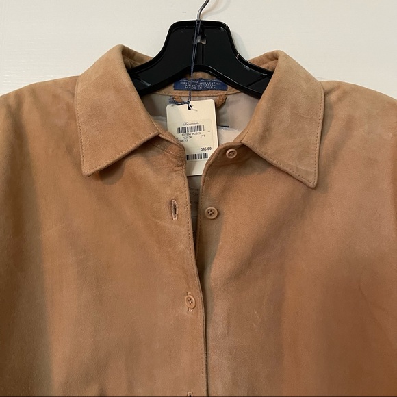 NWT Faconnable Suede Leather, Long Sleeve, Camel Button Down, Size: L - Picture 3 of 11